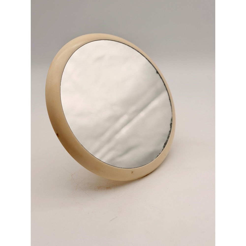 Estee Lauder Vintage Cream Round Tabletop Vanity Mirror Foldable Kickstand Base